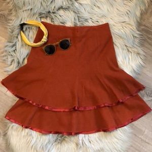 💥SOLD💥LA FLEUR BURNT ORANGE RUFFLED SKIRT